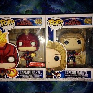 Captain Marvel Funko Pop MASKED/UNMASKED SET! GITD